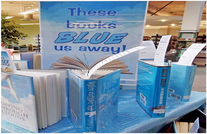 funny library displays-blown away